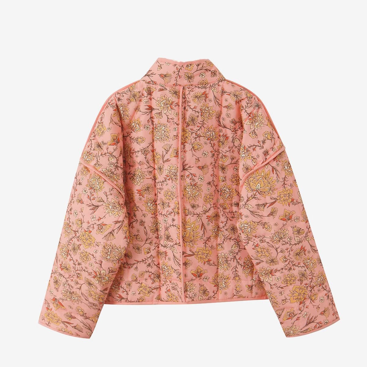 Oranji ® | Jas met patchwork en bloemenprint en staande kraag
