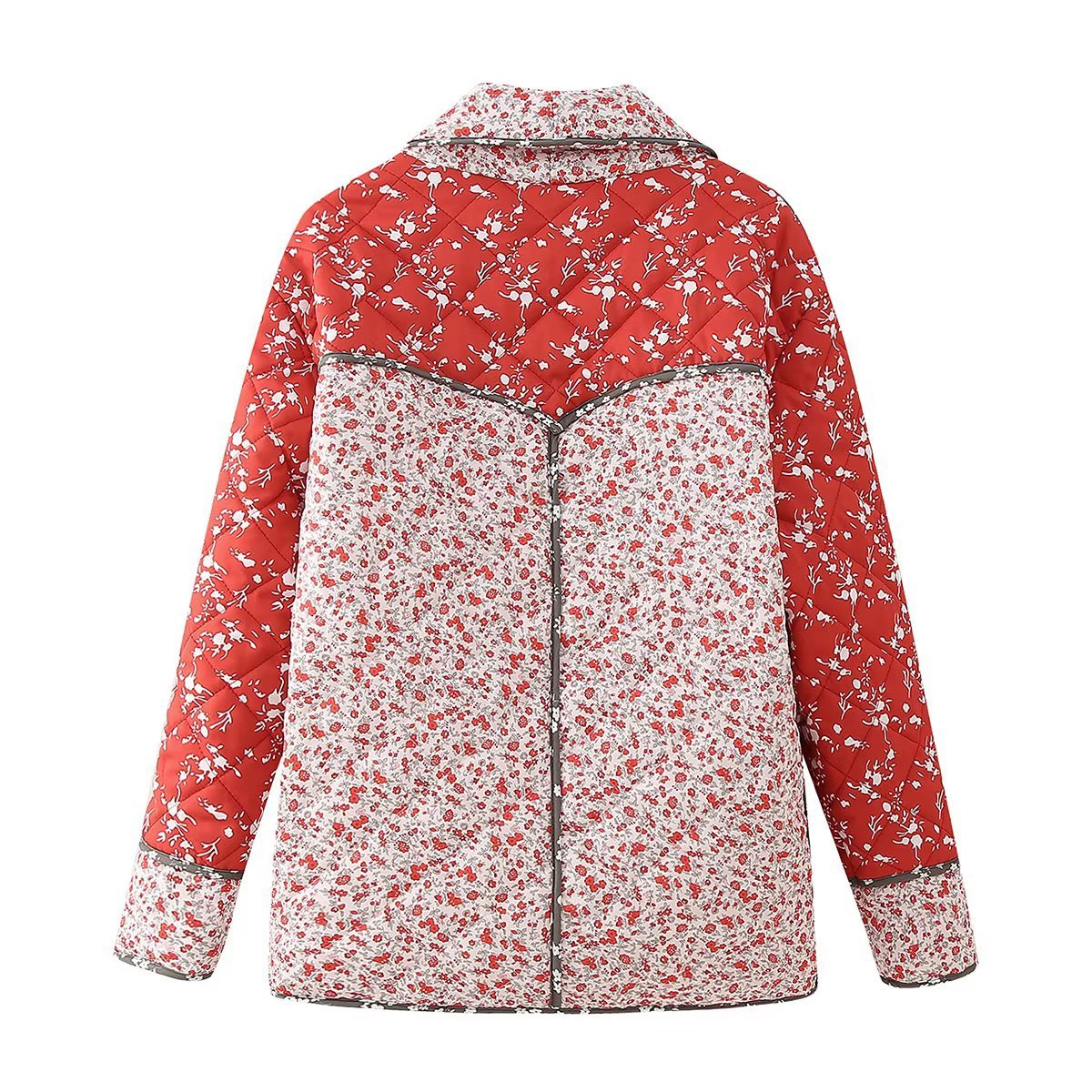 Oranji ® | vGewatteerd jack met bloemenprint, kleurcontrast in etnische stijl