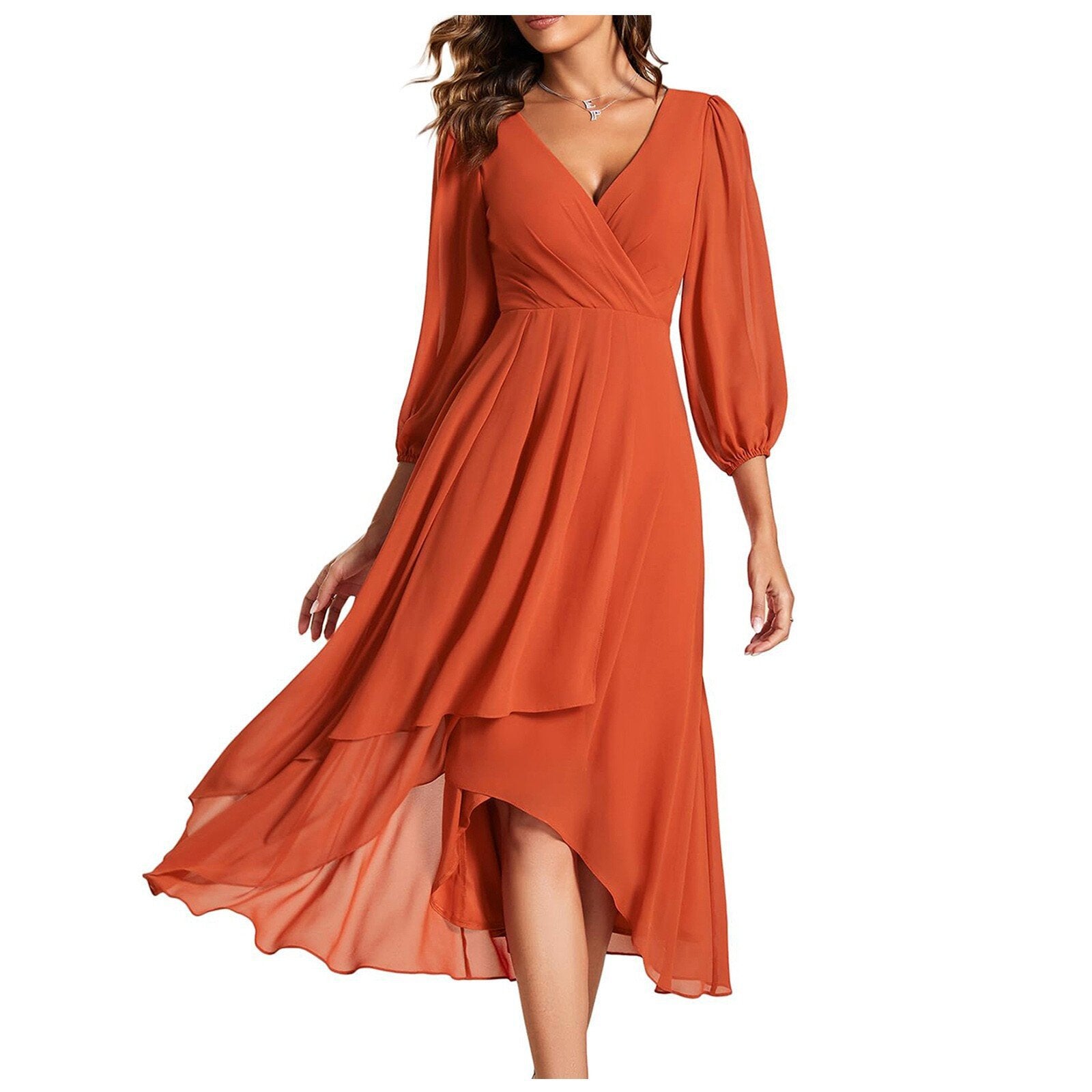 Izabella | Jurk met V-hals en asymmetrische onderkant
