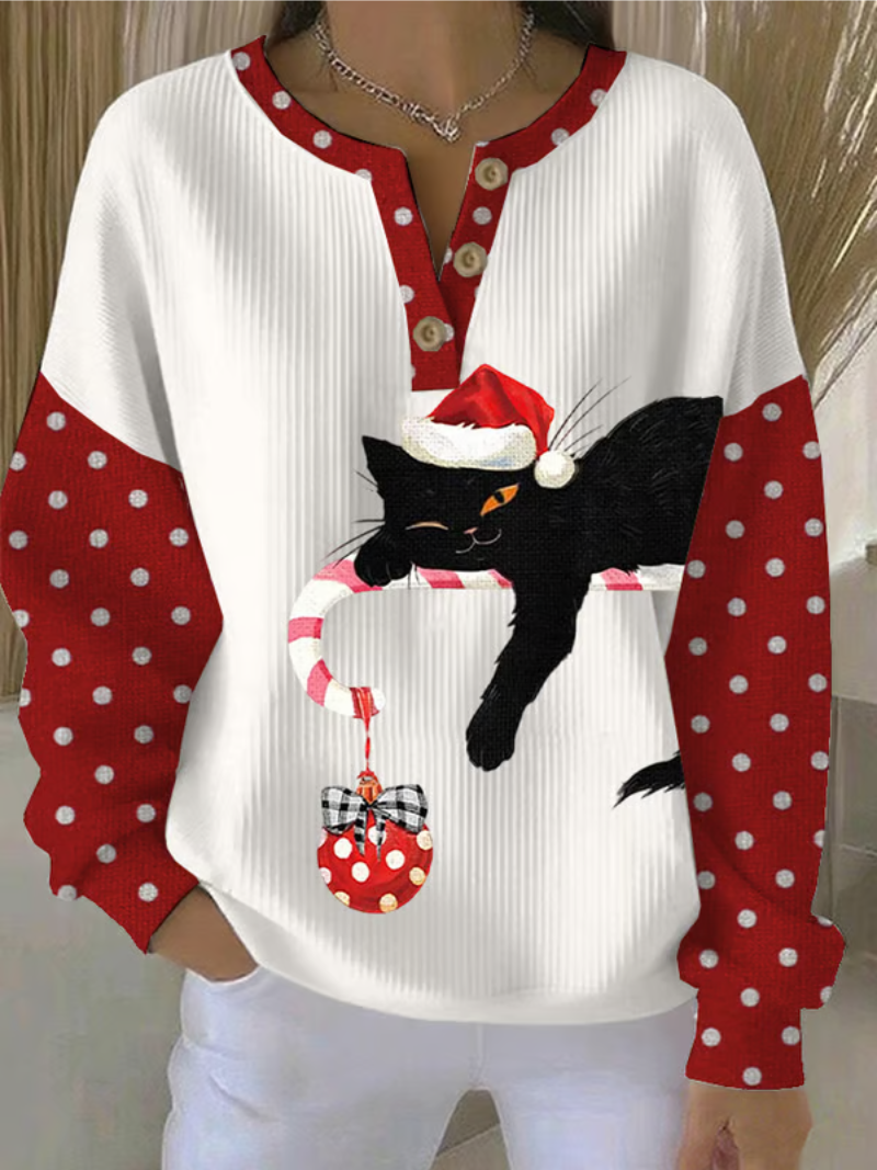Mila - Kersttrui met kat