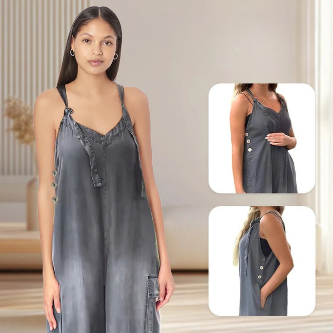 Lidka | Losse jumpsuit met brede pijpen en zakken voor dames