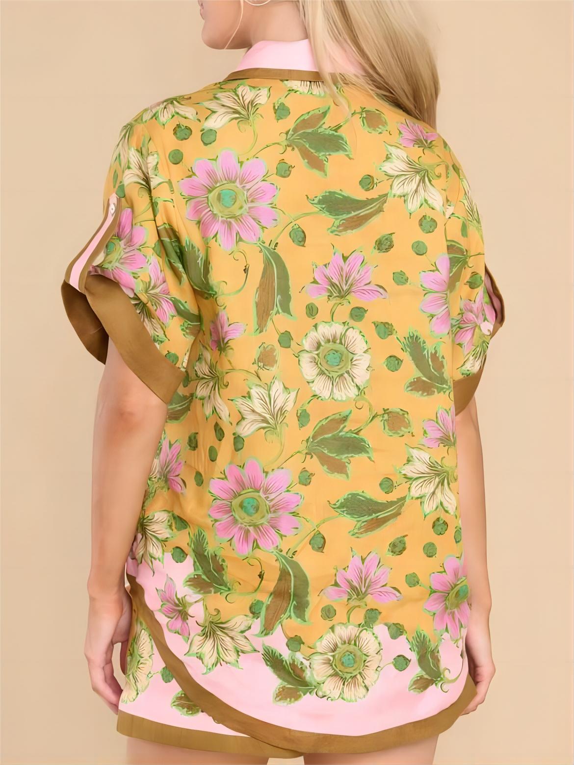 Oranji ® | Retro bloemen losse shortset