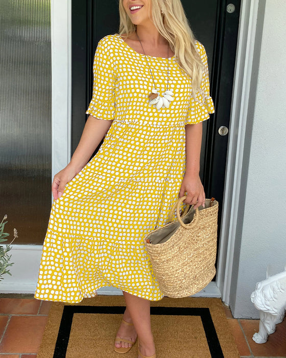 Gitte – Retro Midi Jurk in Vintage Stijl