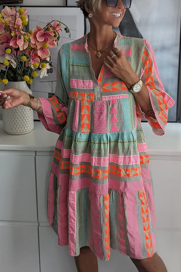 Juliane – Boho Jurk met Uitlopende Onderkant