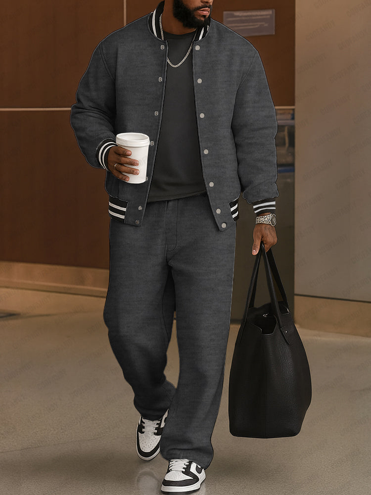 Klassieke Gestreepte Trim Jas Broek Set