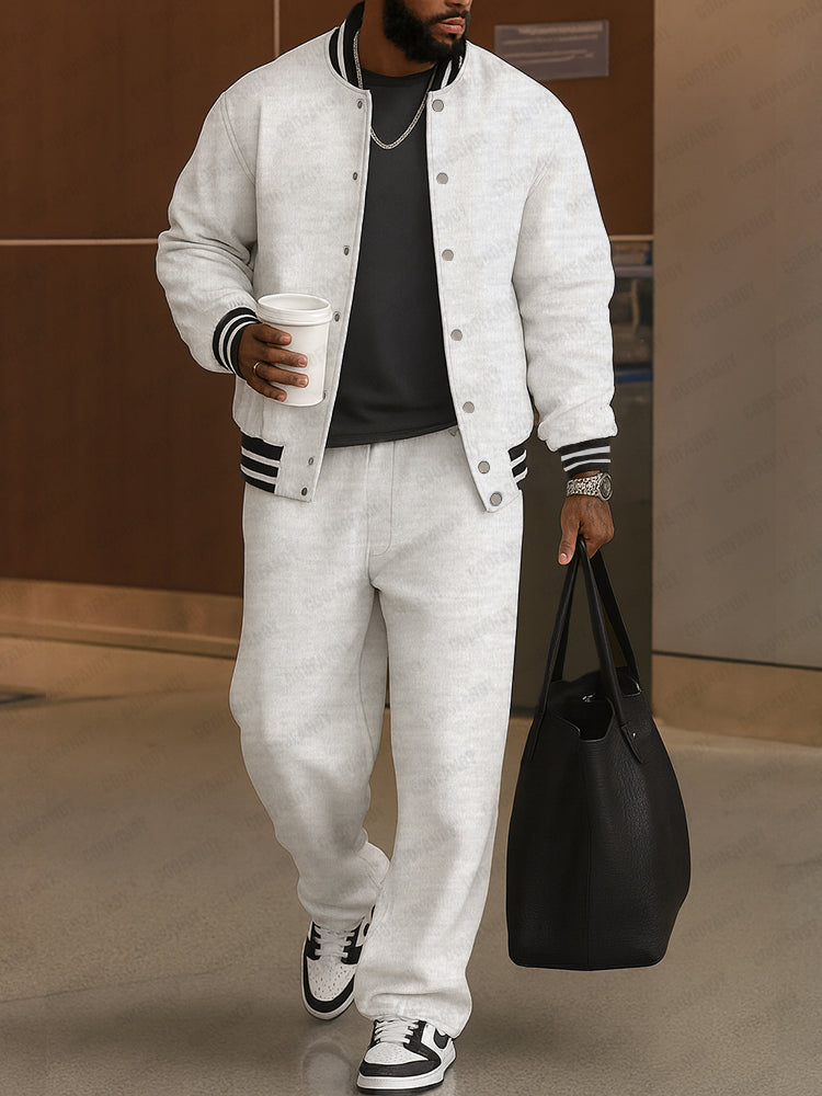 Klassieke Gestreepte Trim Jas Broek Set