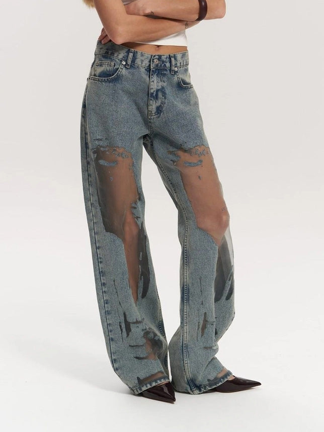 Oranji ® | Trixie | Blauwe Transparante Jeans