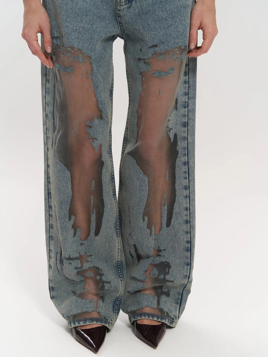 Oranji ® | Trixie | Blauwe Transparante Jeans