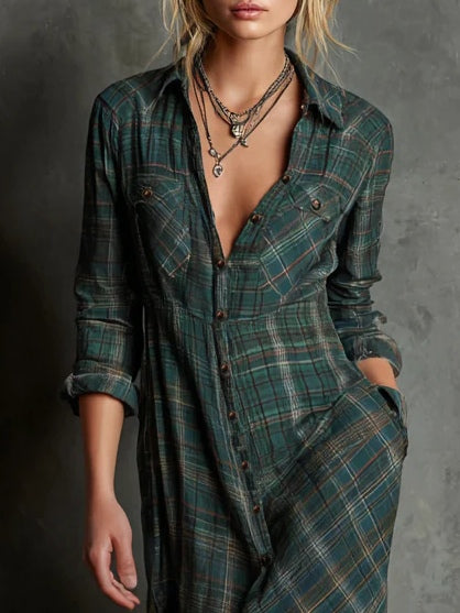 Talia™ | Moderne boho ruitjesjurk