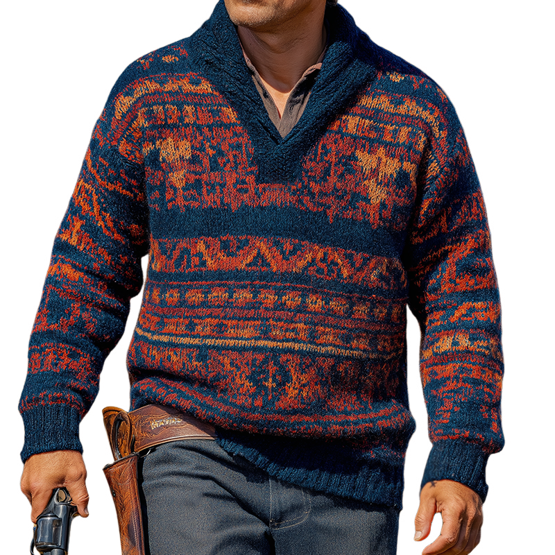 Heren Vintage Casual Western Ranch Trui MTA1544H6TO