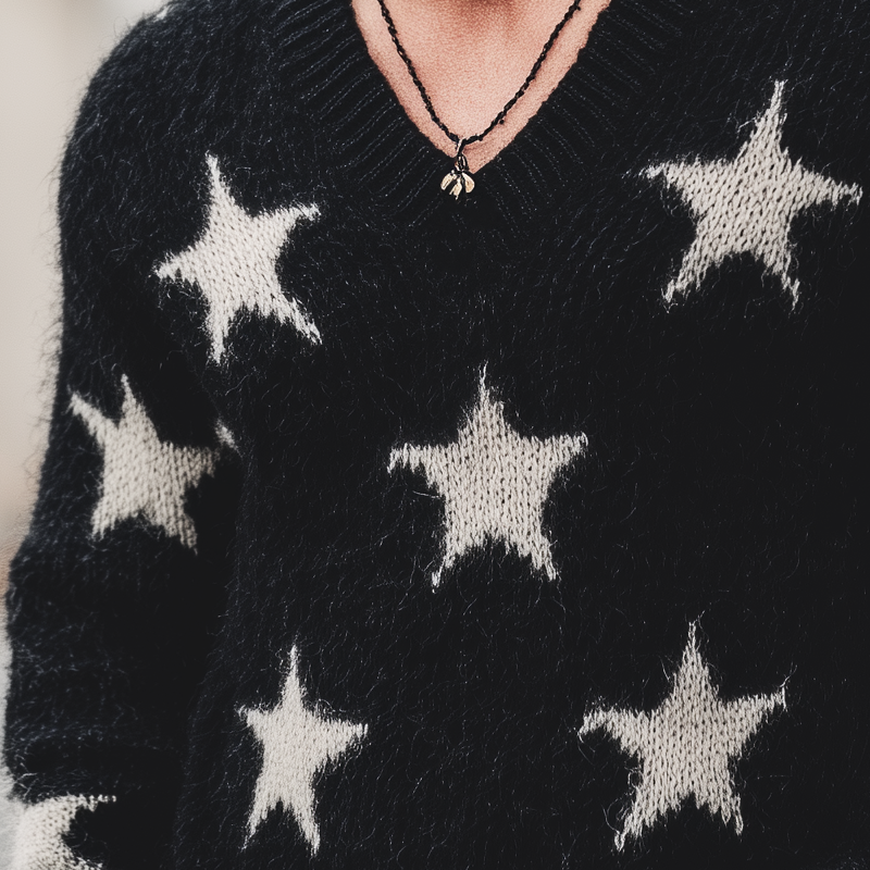 Heren Casual V-Hals Trui met Sterren MTA2832H2U