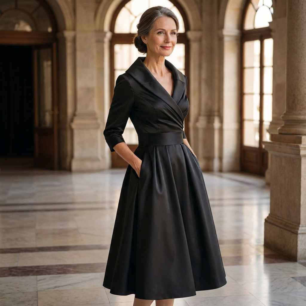 Rosalie | Elegante midi-jurk met subtiele glans