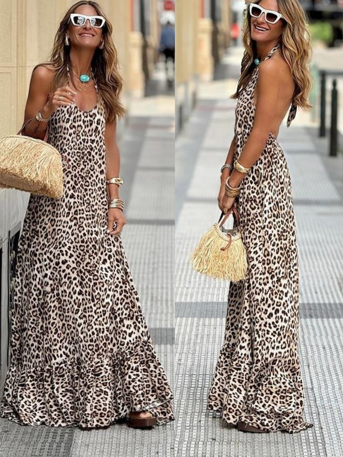 Irena | Maxi jurk met panterprint