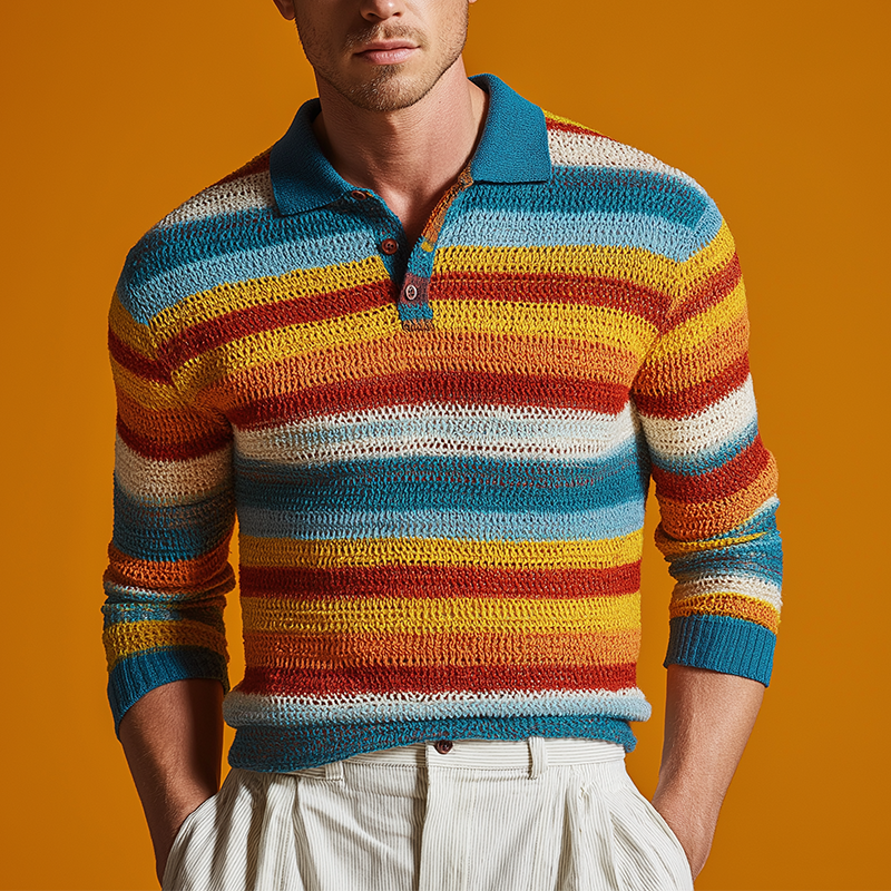 Heren Polo Sweater met Contraststreep MTA2956H8P