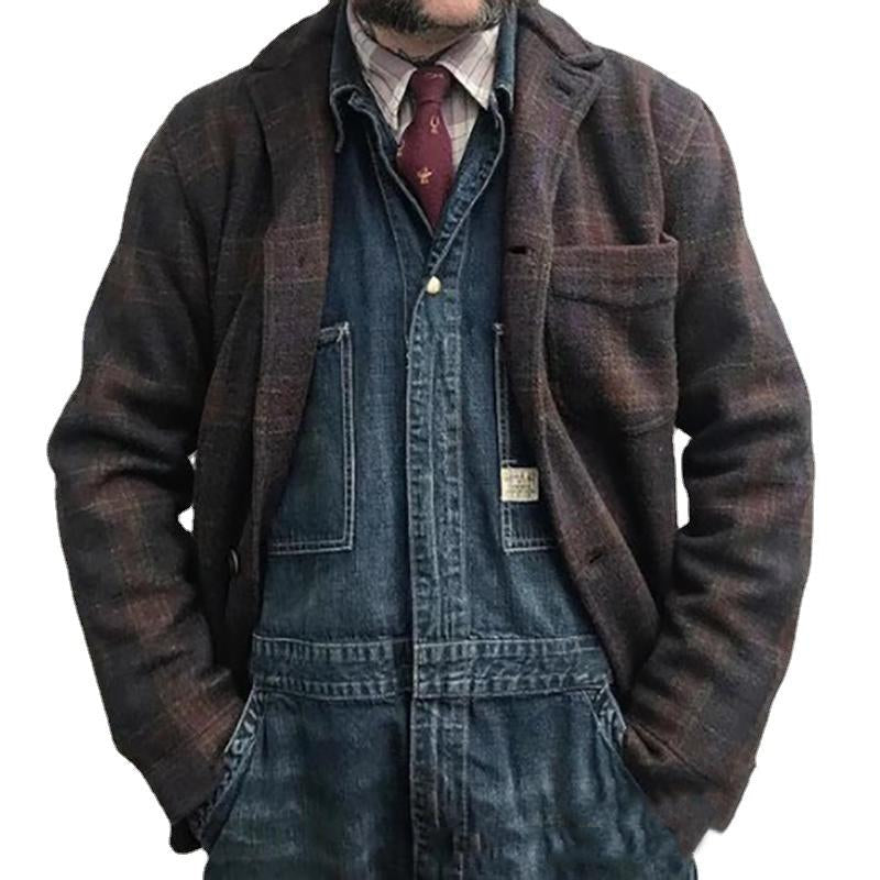 Heren Losse Retro Ruitjas met Kleppen 84918520X