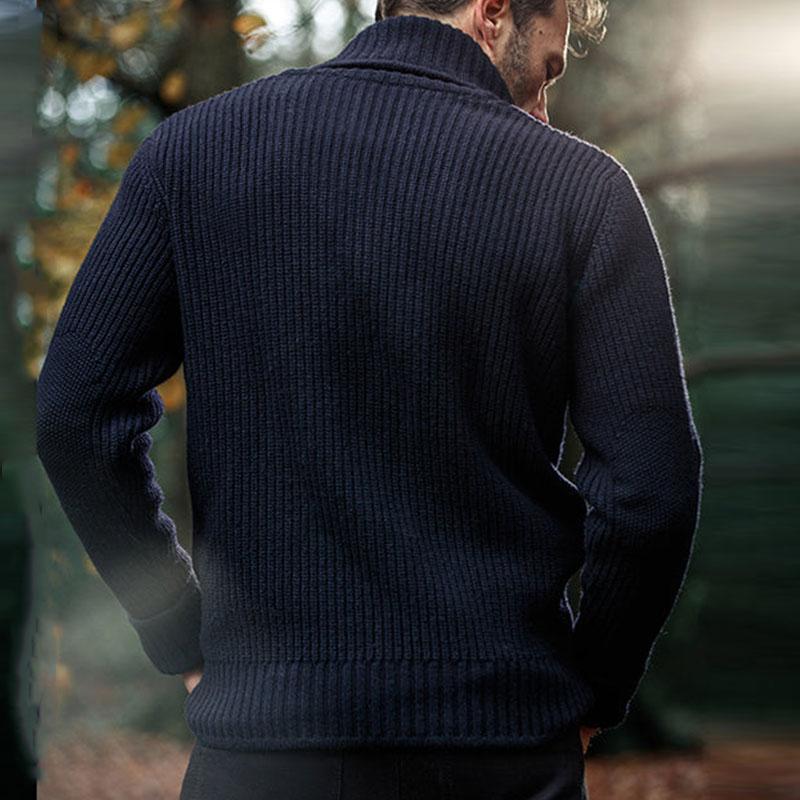 Heren Vintage Klassieke Trui met Lange Mouwen in Effen Kleur 89732685M