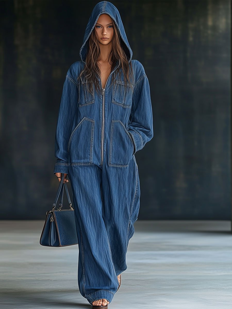 Anna – Losse Retro Jumpsuit met Capuchon