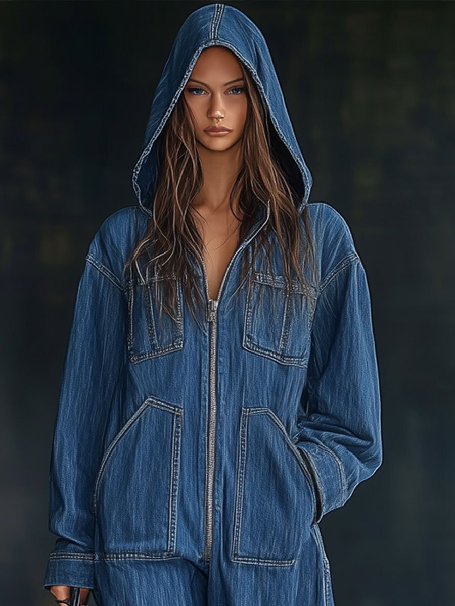 Anna – Losse Retro Jumpsuit met Capuchon