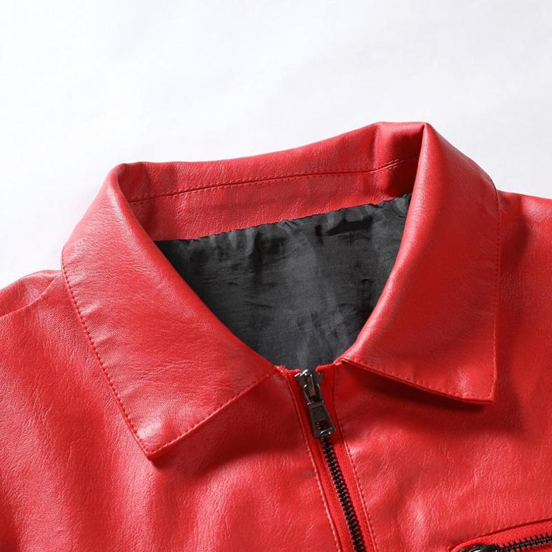 Heren leren jack met kraag en rits 82345117X