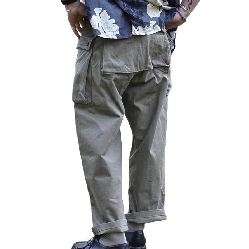 Heren Vintage Multi-pocket Rechte Losse Katoenen Cargo Broek 31031389M