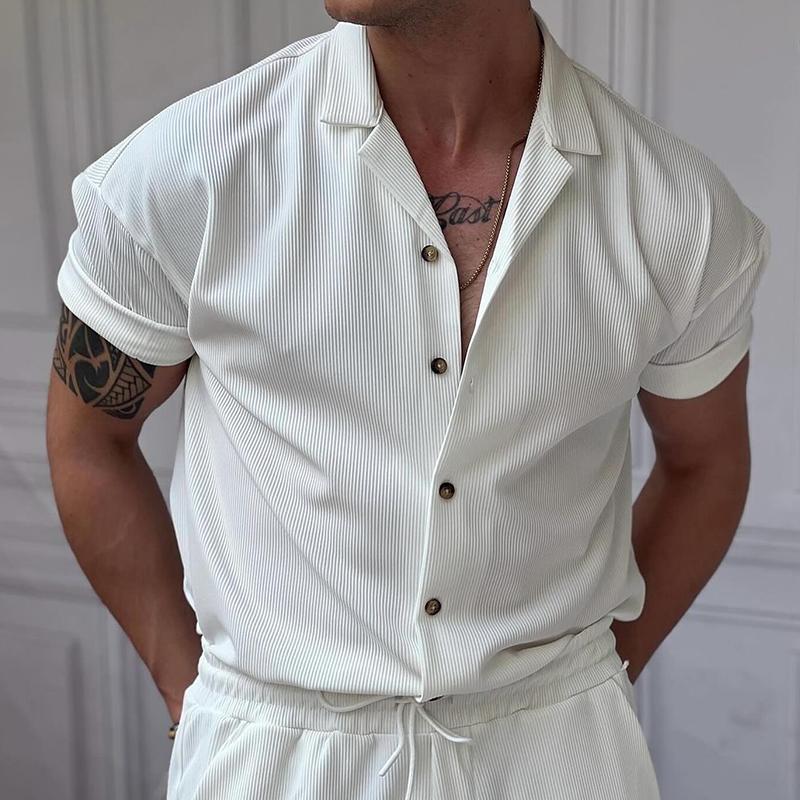 Heren overhemd in effen kleur met strepen 09235271X