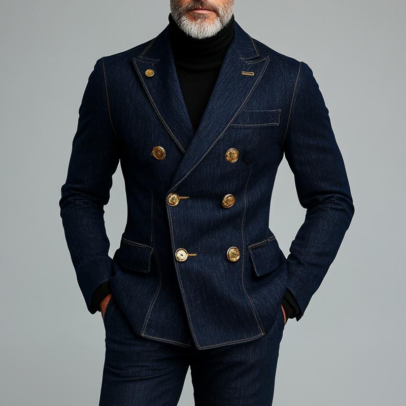 Heren Modieuze Denim Blazer Dubbelzijdig 83443837X