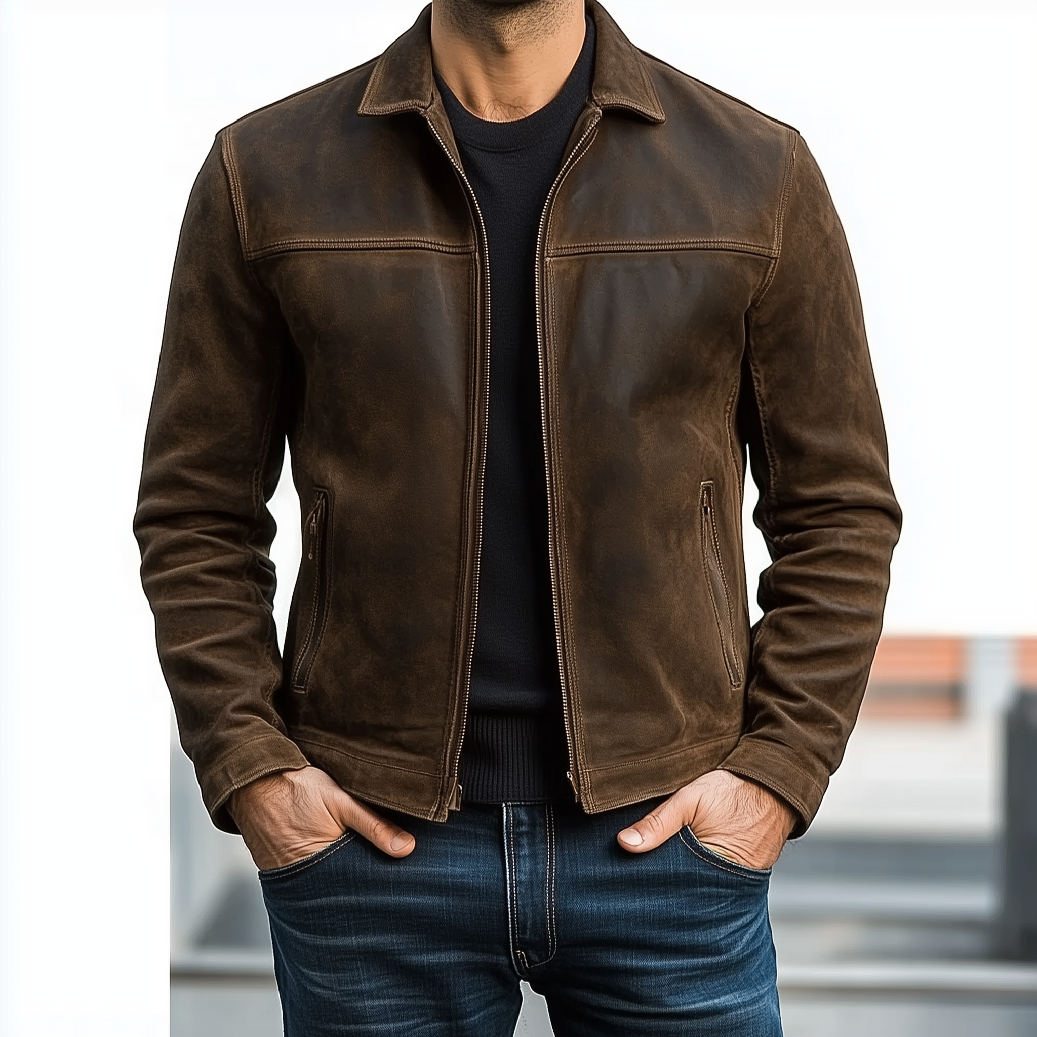 Heren Vintage Leren Jas 34416789U