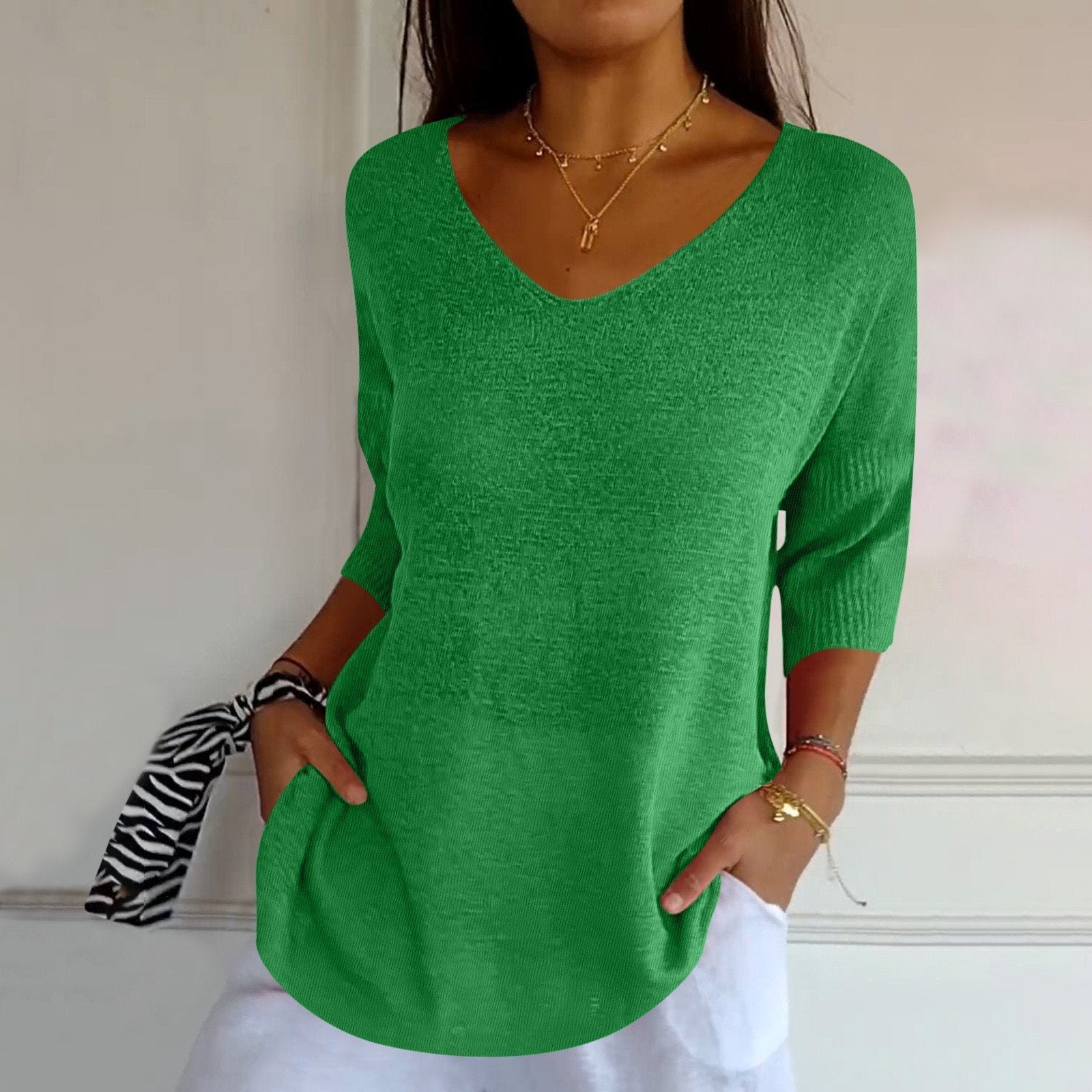 Stefania | Casual Chic Blouse met Halve Mouwen