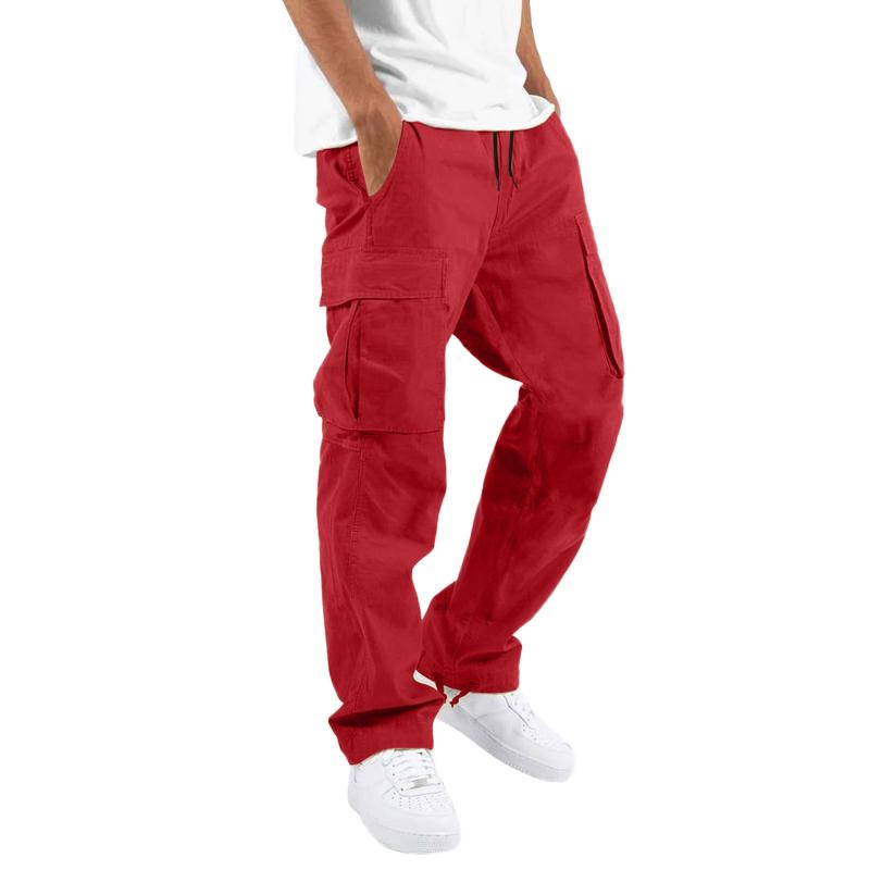 Heren casual cargo broek met meerdere zakken en een trekkoord in de taille 97400513M