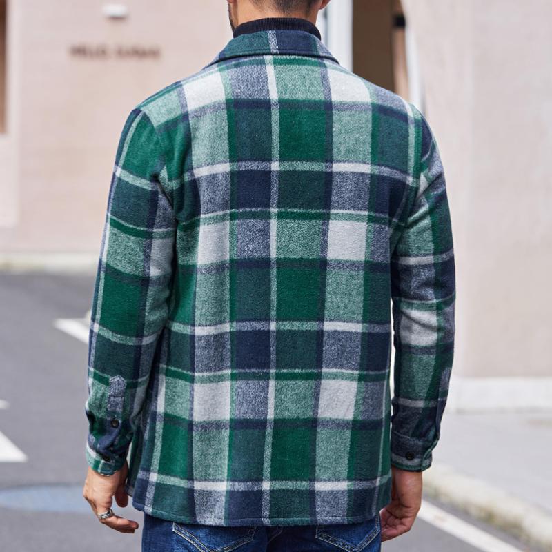 Heren Vintage Geruite Flanellen Overhemd met Lange Mouwen 17882382Y