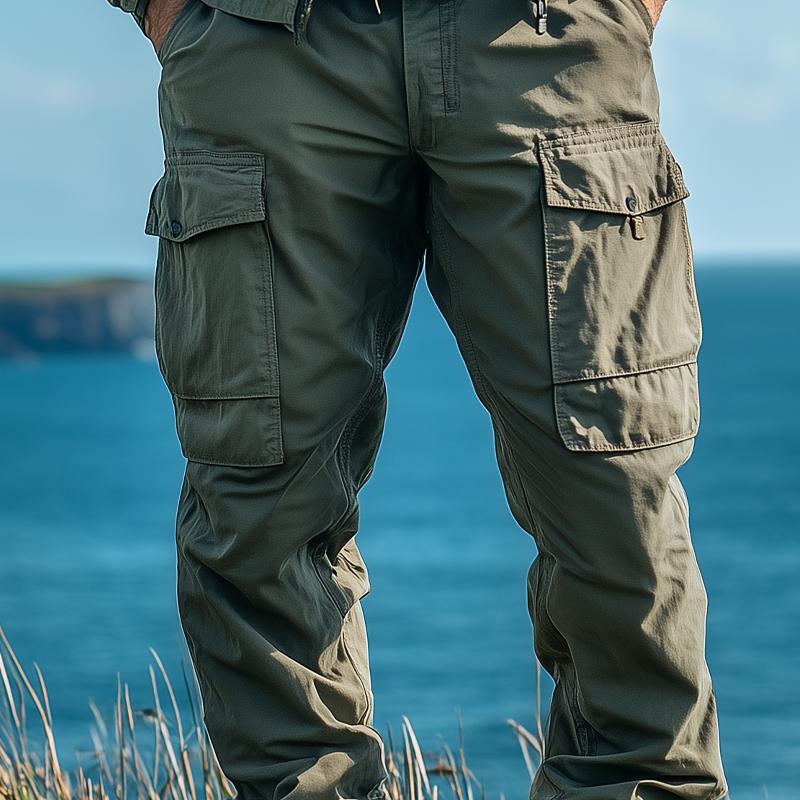 Heren Cargo Broek in Effen Kleur met Veel Zakjes 76423225Z