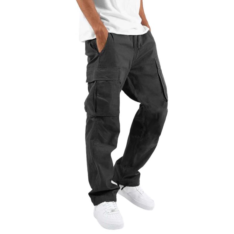 Heren casual cargo broek met meerdere zakken en een trekkoord in de taille 97400513M