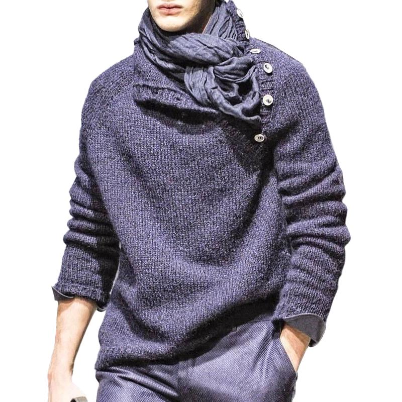Heren sweater met lange mouwen en knopen in effen kleur 21588765Z