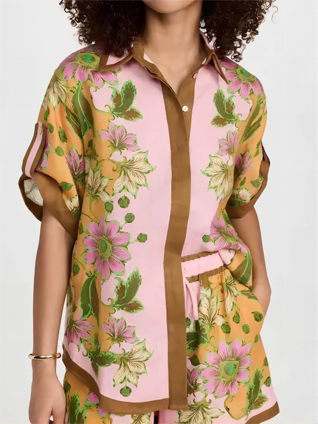 Oranji ® | Retro bloemen losse shortset