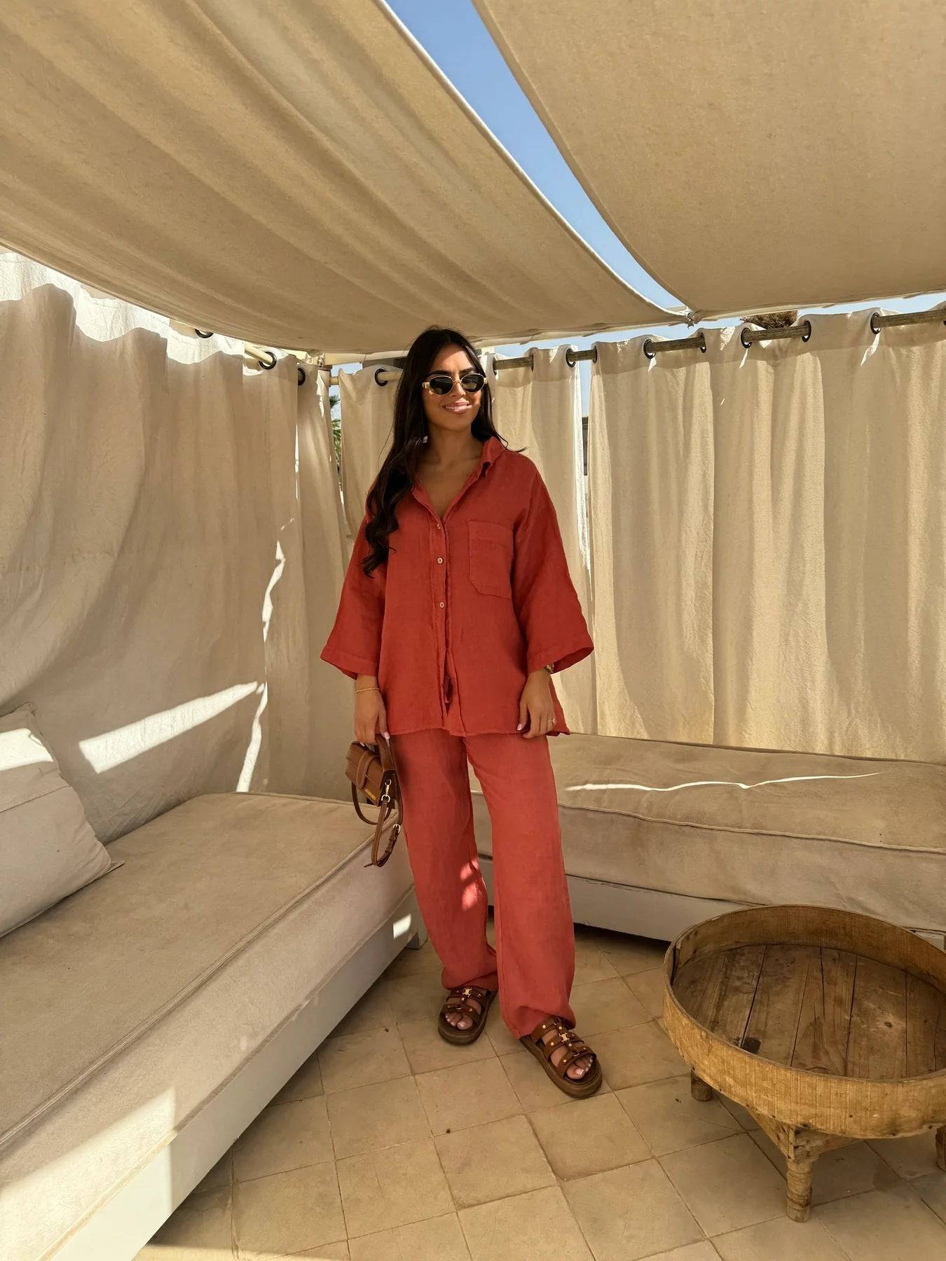 Oranji ® | Sanne - Casual linnen dames set