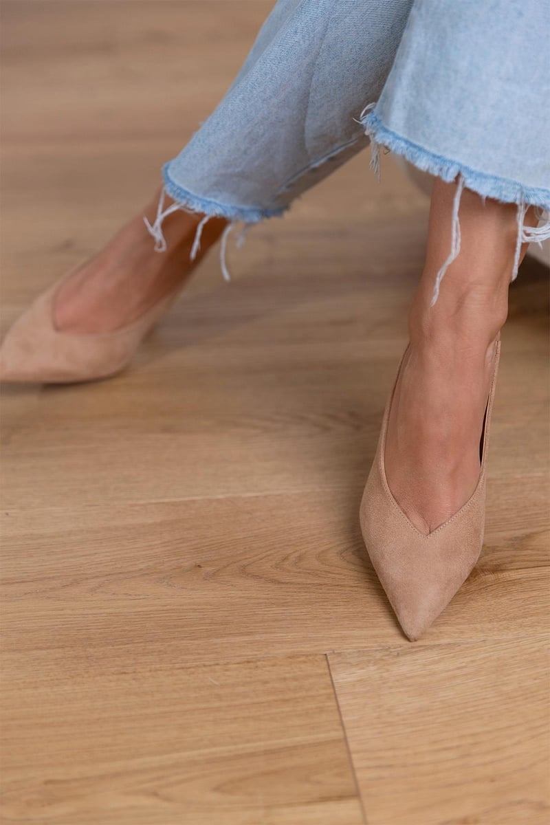 Marlena™ | Beige slingback pumps met dunne hak