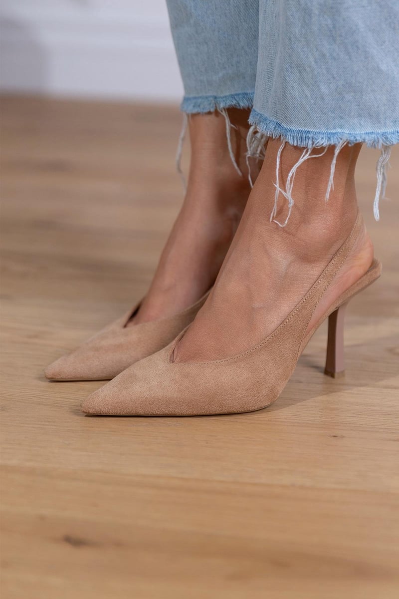 Marlena™ | Beige slingback pumps met dunne hak