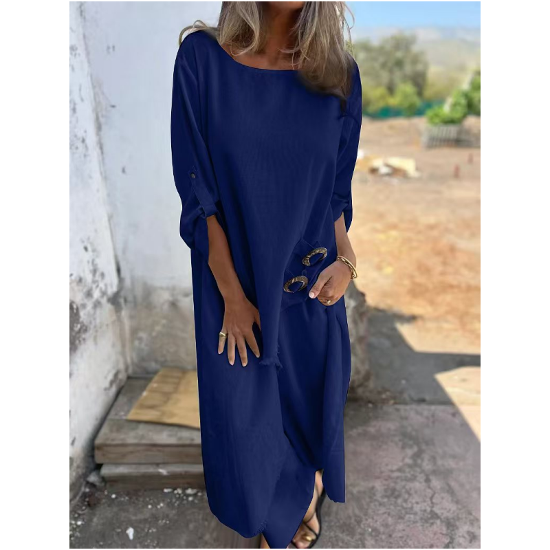 Marta | Dames tweedelig set met asymmetrische jurk en casual broek