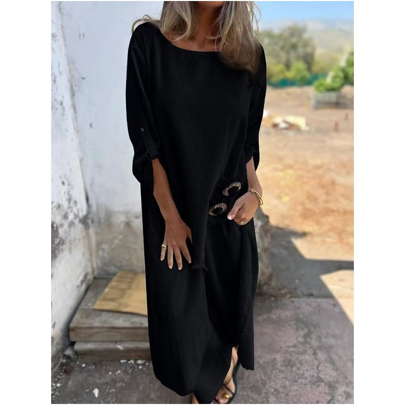 Marta | Dames tweedelig set met asymmetrische jurk en casual broek