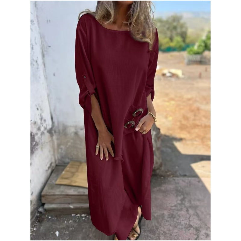 Marta | Dames tweedelig set met asymmetrische jurk en casual broek