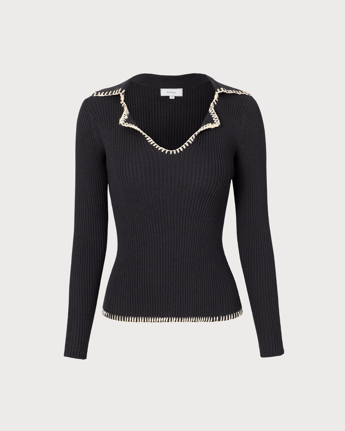 De Zwarte Lapel Kleurblok Brei Top