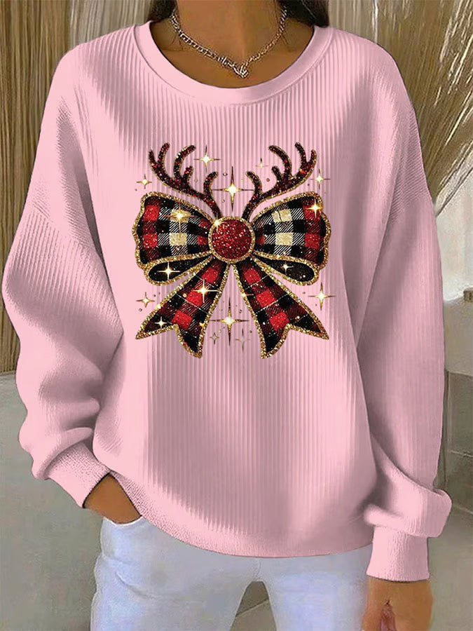 Elin - Kersttrui met strikmotief