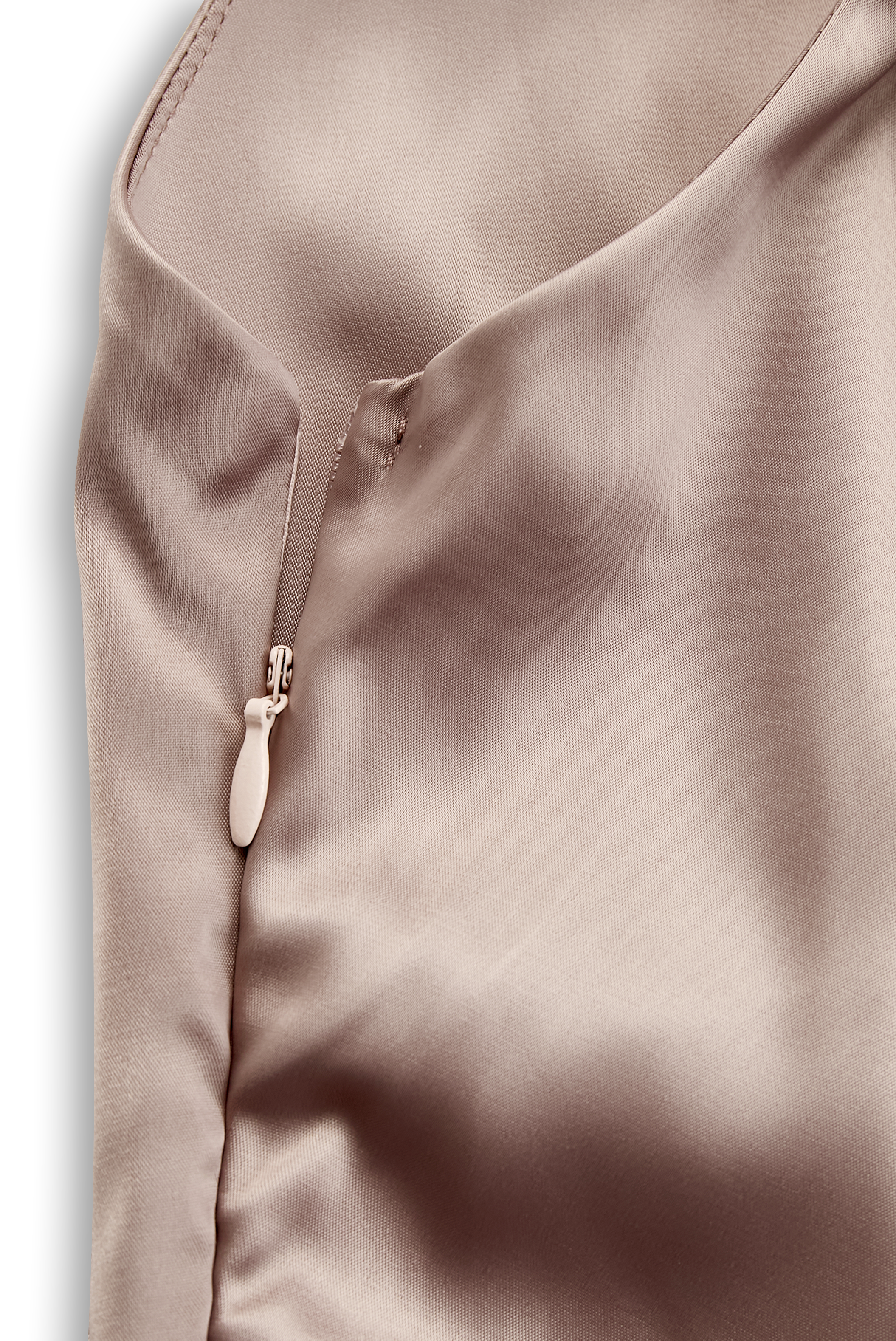 Champagne Satijnen Eén-Schouder Jurk