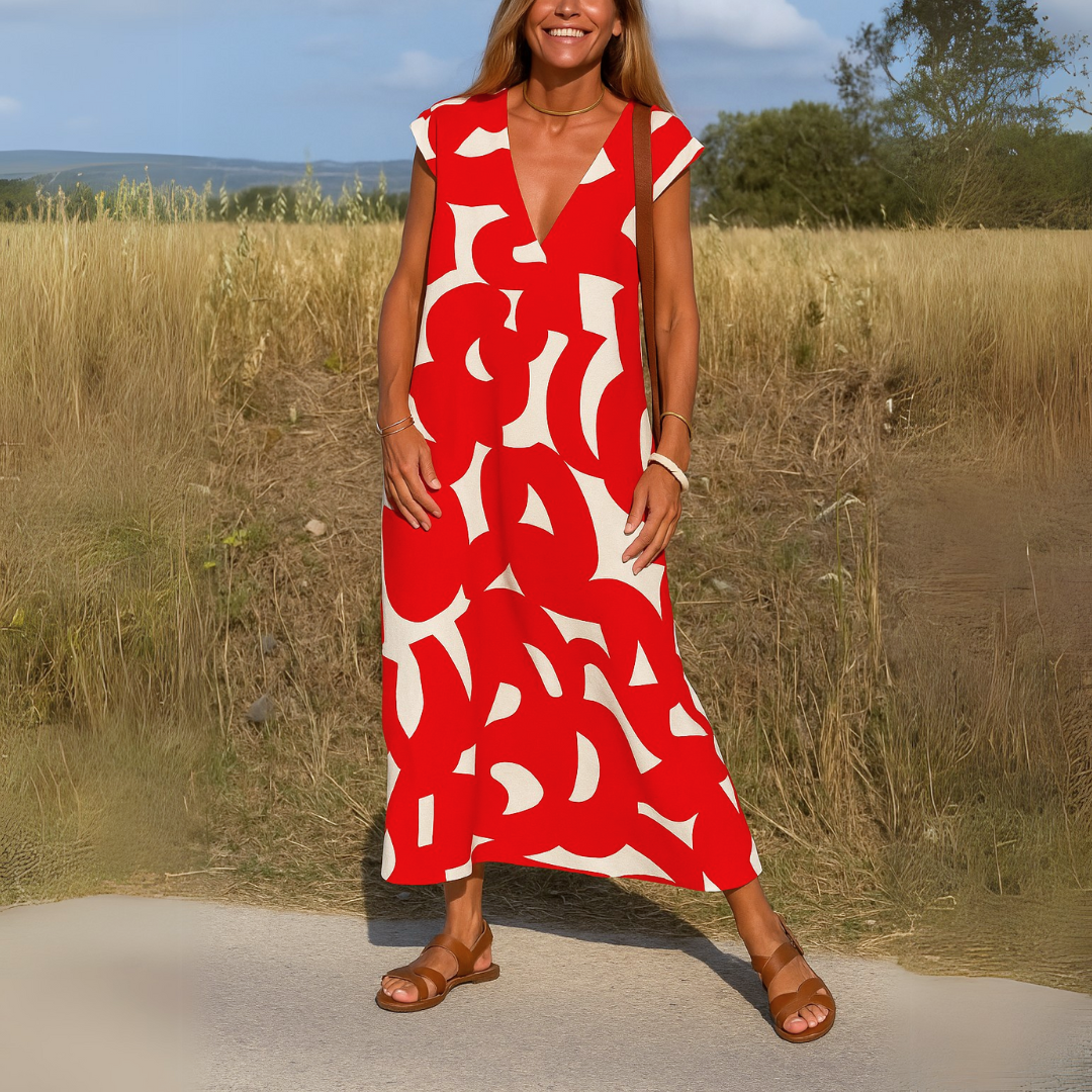 Laura | Maxidress met artistieke print