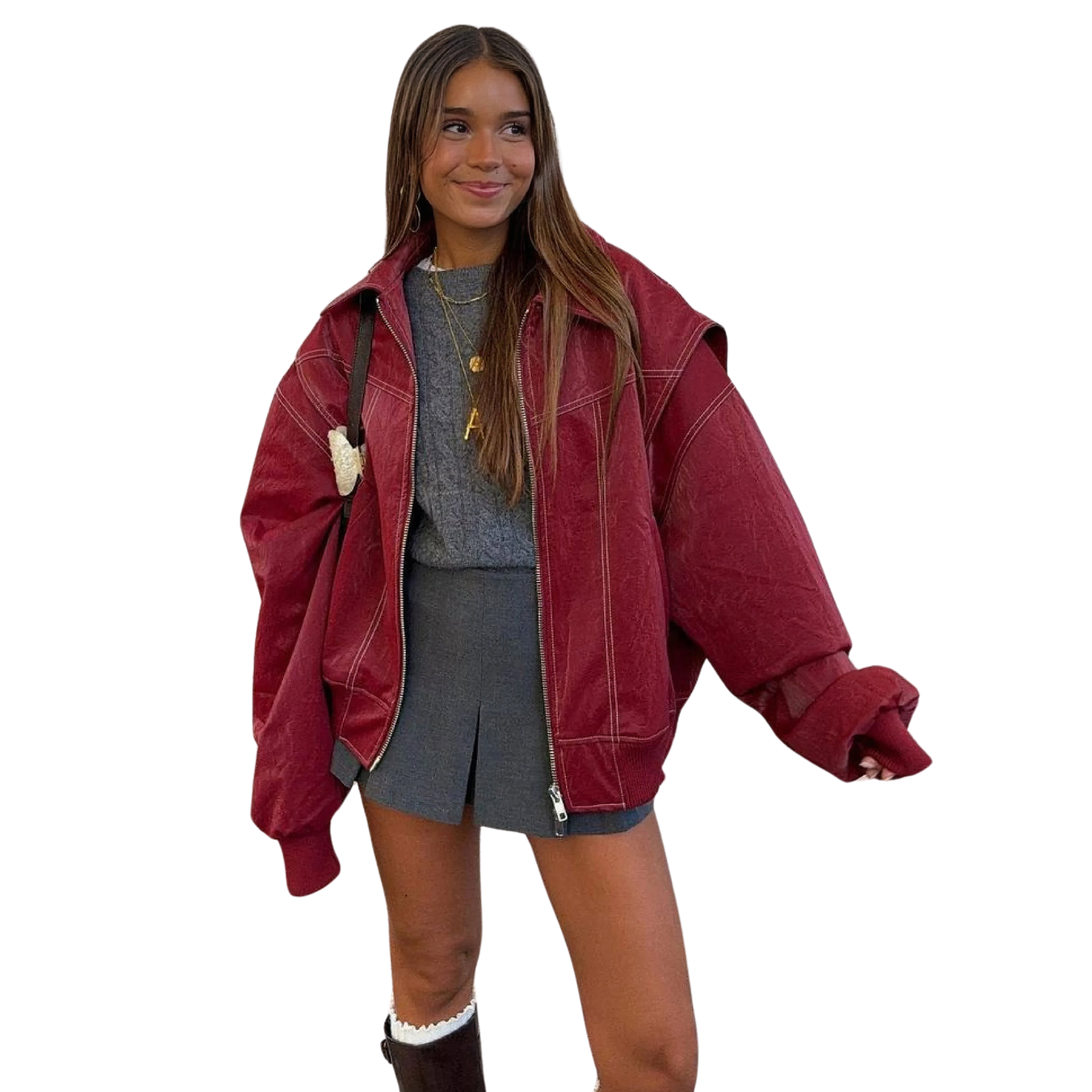 Oranji ® | Rosie | Leren Bomber Jas