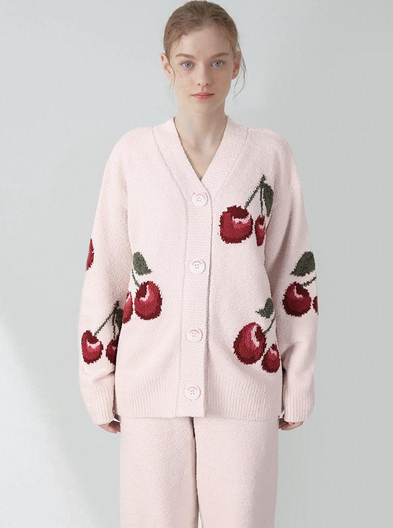 Oranji ® | Fluweel | Kersen Cardigan Pyjama Set