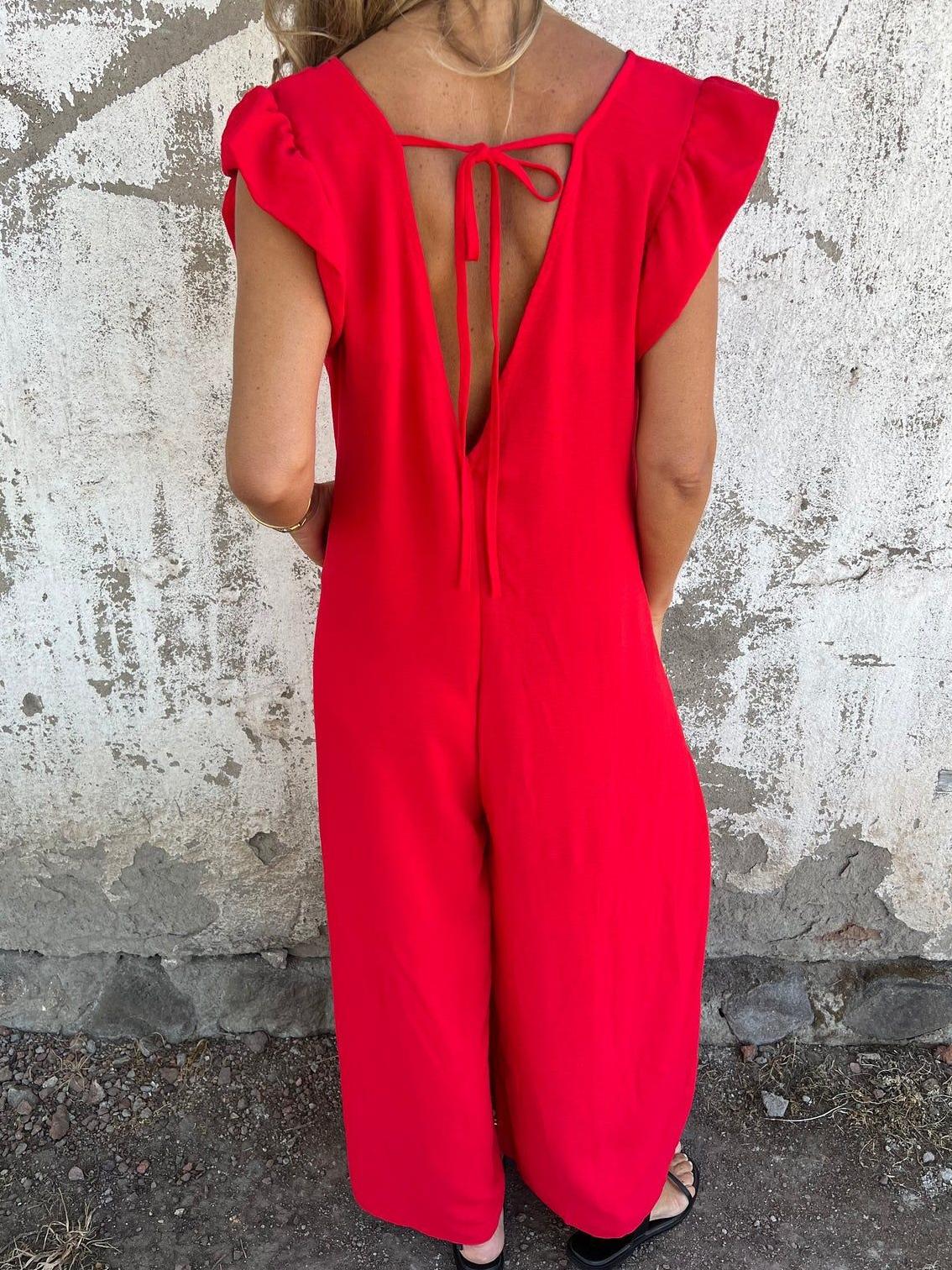 Karolina – Jumpsuit met Dekolleté en Panterprint