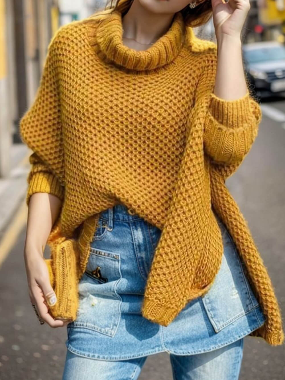 Oranji ® | Dolman | Solide trui met coltrui