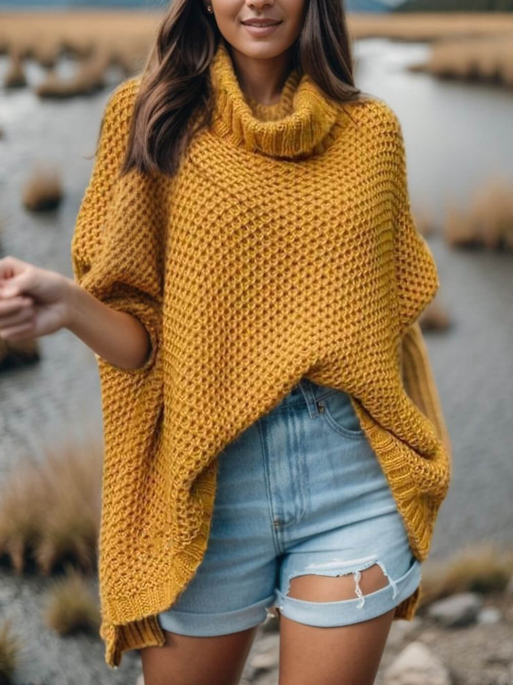 Oranji ® | Dolman | Solide trui met coltrui