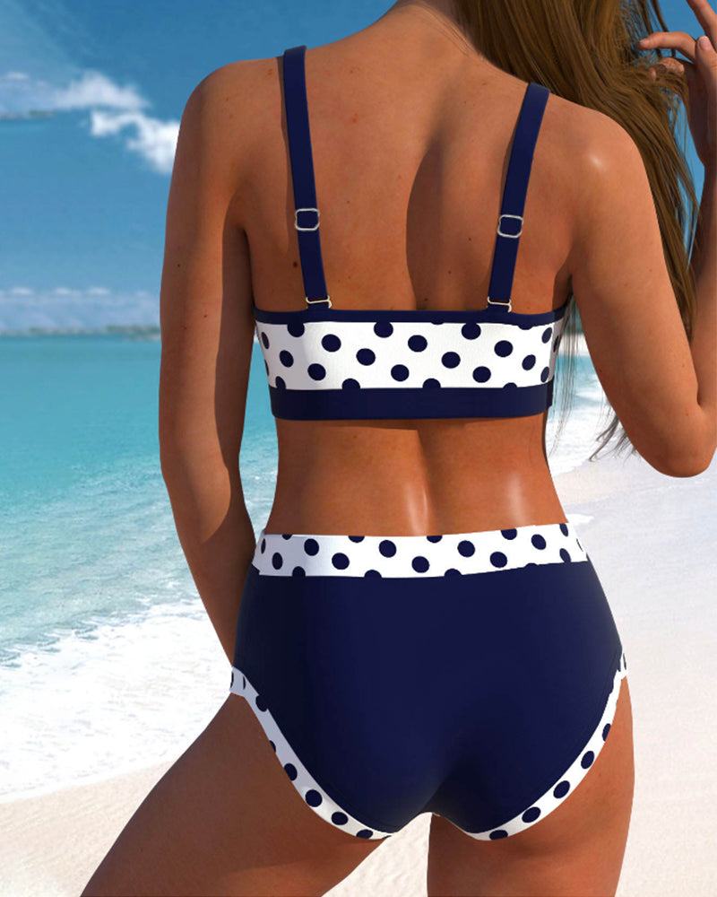 Oranji ® | Hannah | Patchwork-bikini met hoge taille en erwten